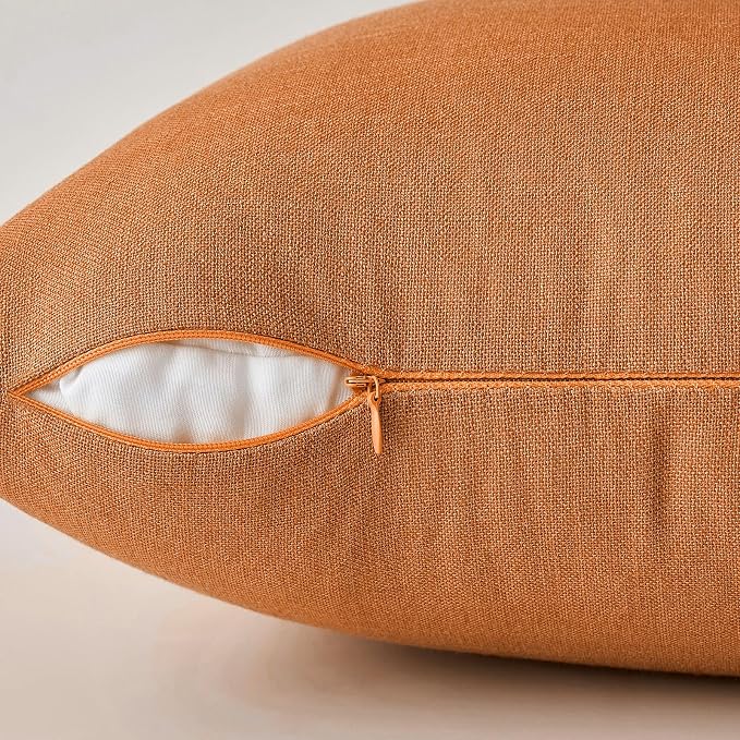 MIULEE Pack of 2 Decorative Linen Burlap Textured Pillow Covers Fall Farmhouse Boho Accent Pillowcases for Sofa Car Couch Bedroom Living Room Decor 20x20 Inch Burnt Orange
