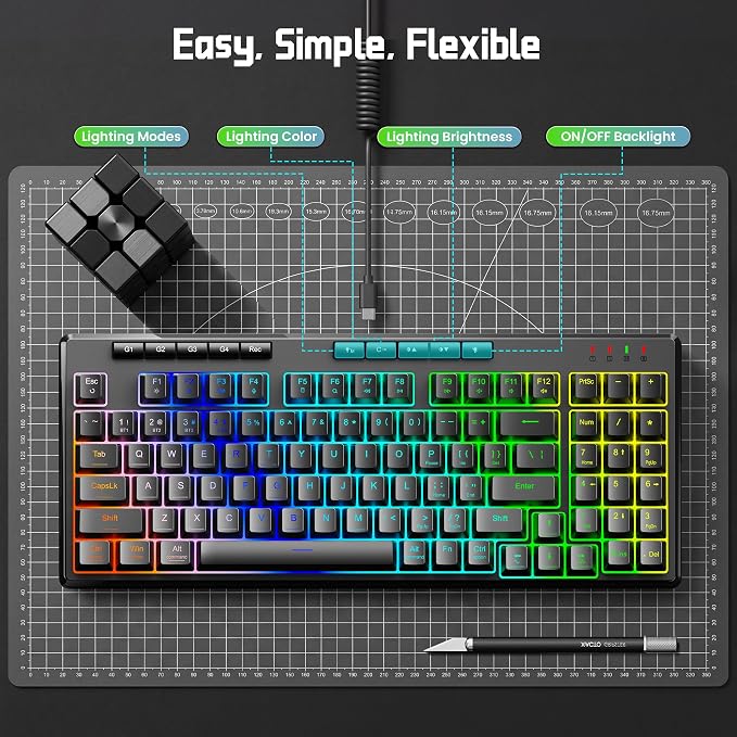 Redragon K517 Pro Wired Gaming Keyboard, RGB Backlit, Mechanical Feel 94 Keys Computer Keyboard with 4 Macro Keys, Number Pad, Anti-Ghosting, 4000mAh Battery for Win/MAC, PS4/5, Xbox