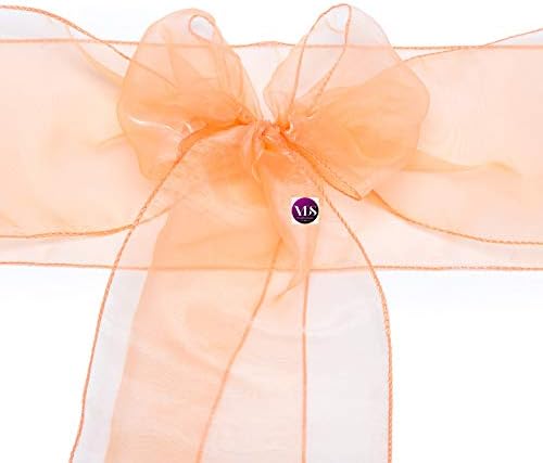Pack of 125 Organza Chair Sashes for Weddings & Events Décor | Sheer Shiny Dining Chair Bows for Banquet, Party, Reception | Reusable Decorative Sash for Folding & Chiavari Chairs - Peach