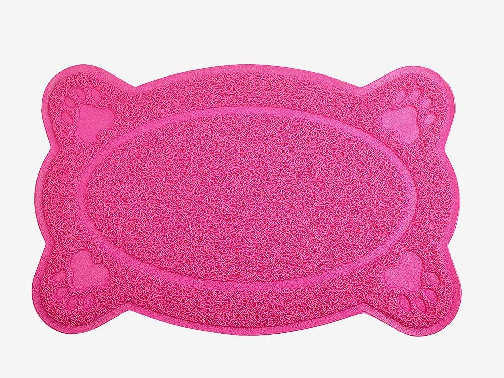 Cat Litter Box Debris Catcher Mat,Kitty Scatter Control Rug,16x10 Inches,5 Colors Available (RoseRed)