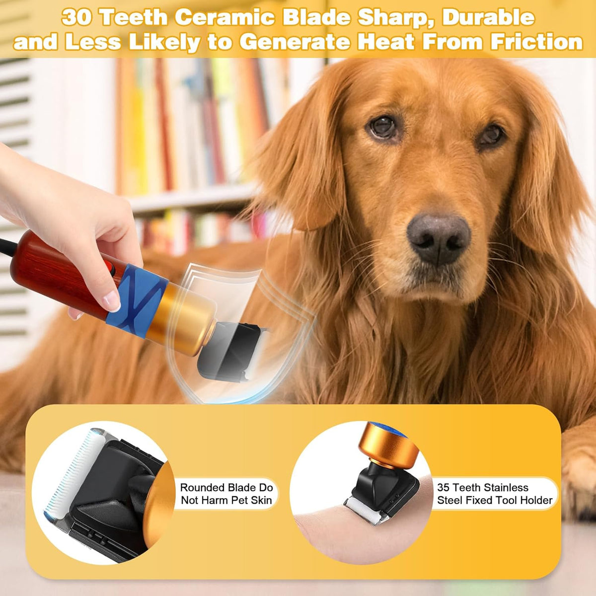 Dog Shears,Plug-in Electric Pet Shaving and Grooming Kit,200W 10ft Sheep Shears Includes 2 Blades, Low Noise & Vibration Design for Dogs Cat Goat,Perfect Dog Clippers for Families with Pets