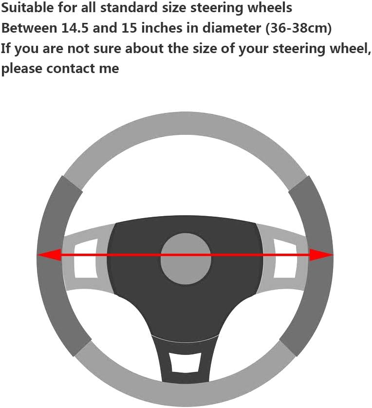 Soft Microfiber Leather Steering Wheel Cover, Universal 15 Inch for Women Girls, Fit Vehicles, Sedans, SUVs, Vans, Trucks - Light Pink