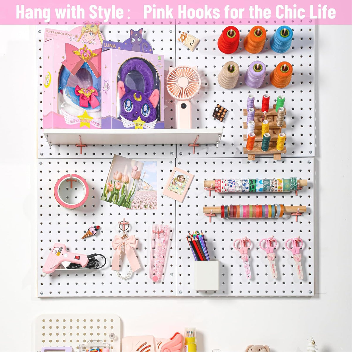 50 Pack 6 Inch Pink Pegboard Hooks with Rubber Tips