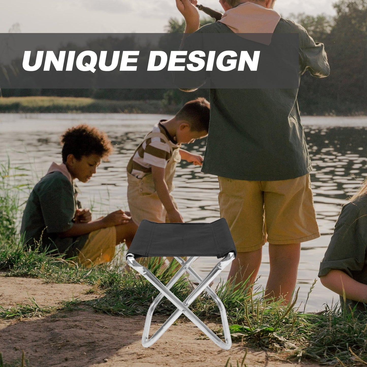 TAILTOSS Portable Folding Chair for Fishing Camping with Carry Bag Made of Aluminum Alloy and Black PVC Cloth 100kg