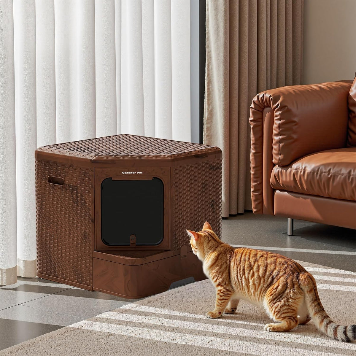 Gradner Pet Cat Litter Tray, Odour-Resistant Enclosed Cat Litter Box (Plastic Little Box)