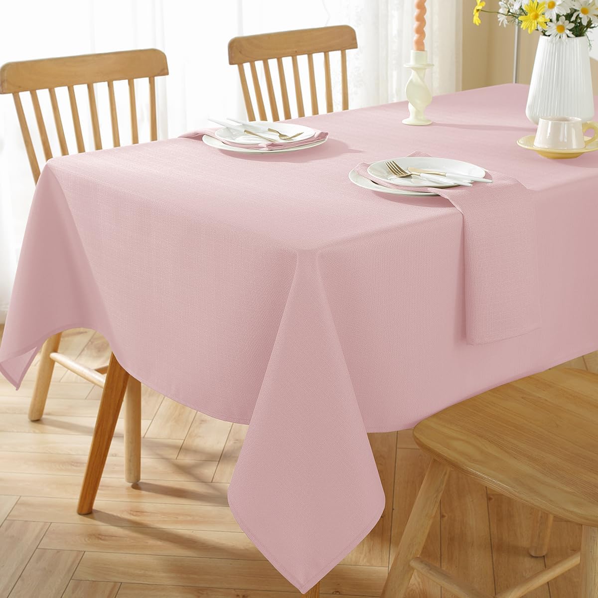Pink Textured Tablecloth Rectangular 60 x 84 Inch