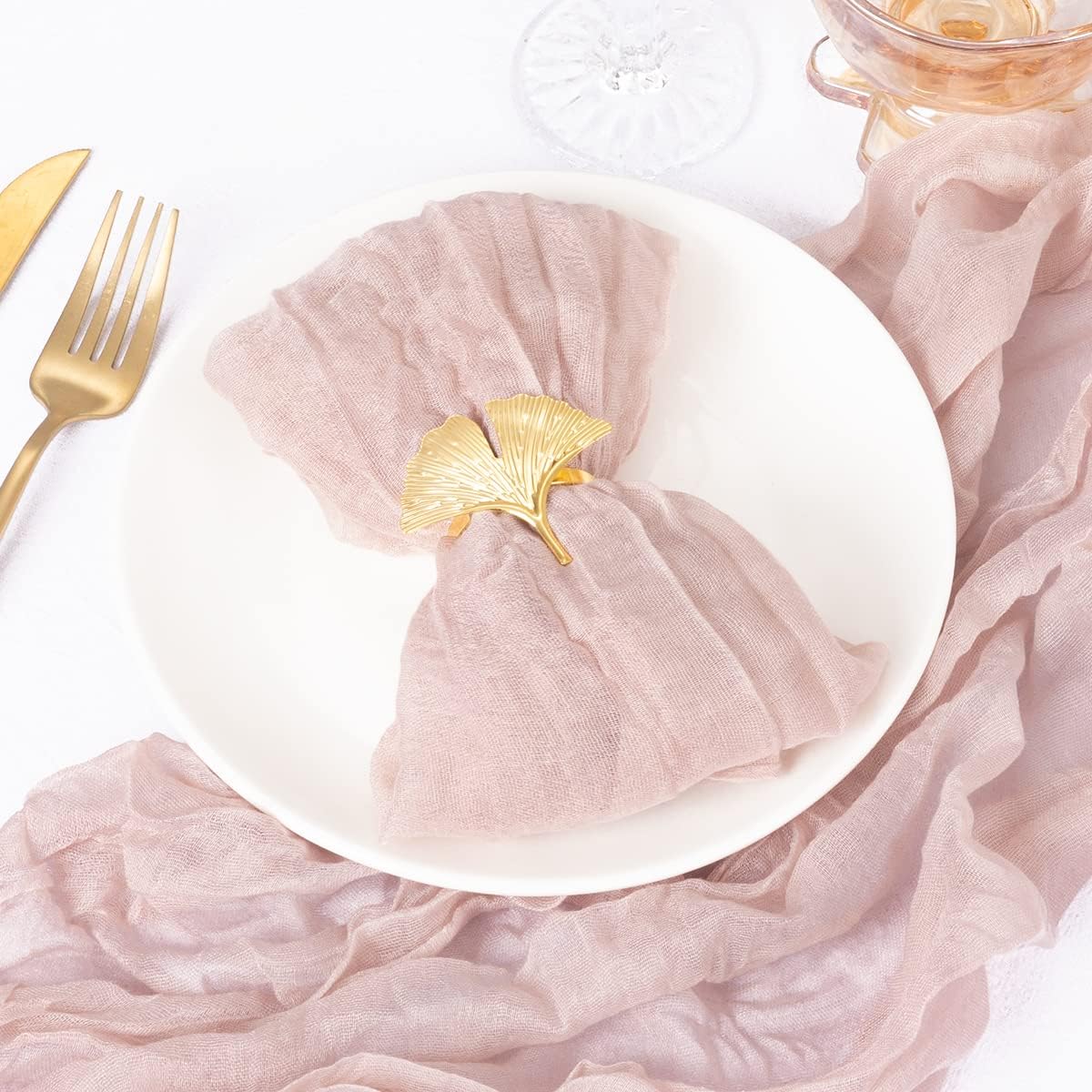 DeZerlor 20 Pack Pink Cheesecloth Napkins Summer Cloth Napkins Set of 20 Dinner Napkins Bulk Bulk 21x21 Inches for Wedding Bridal Shower Baby Shower Parties