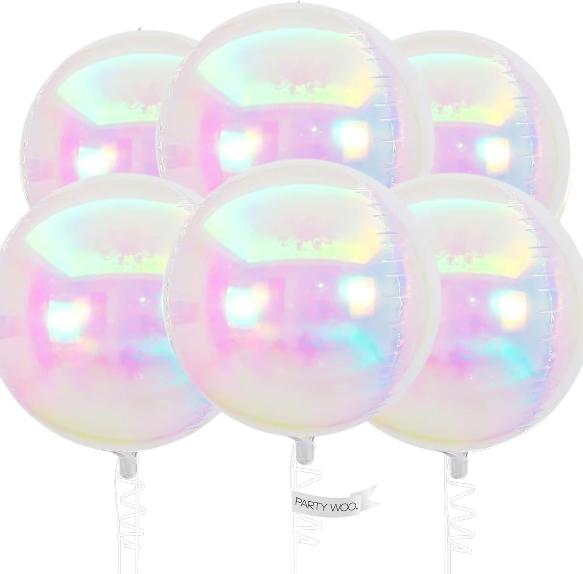 Iridescent Foil Balloons 6pcs Large Round Giant Jumbo 4D Balloons