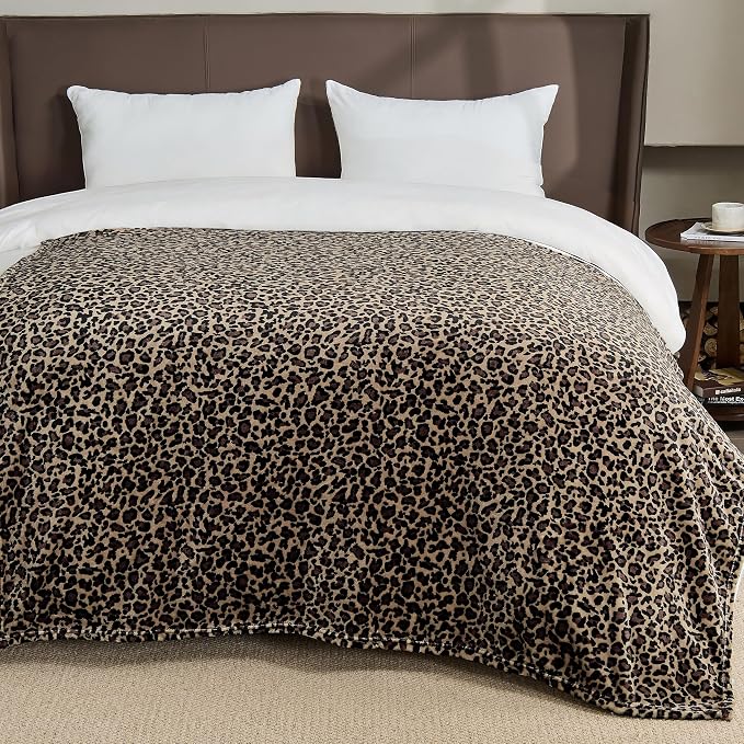 Bnuitland Cheetah Print Blanket, Fleece Leopard Print Blanket Home Decor | Luxury Fuzzy Blanket for Couch Bed, Coloring Blanket for Adult and Kid, Cheetah Room Decor, All Season, Coffee Brown, 50"x60"