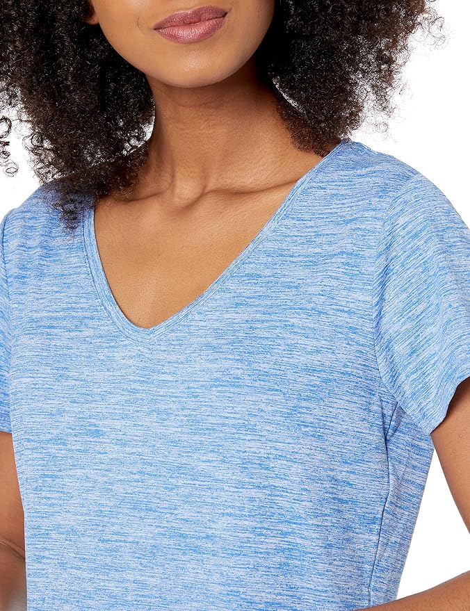 Amazon Essentials Women's Active Quick Dry Tech Stretch Short-Sleeve V-Neck T-Shirt (Available in Plus Size), Pack of 2