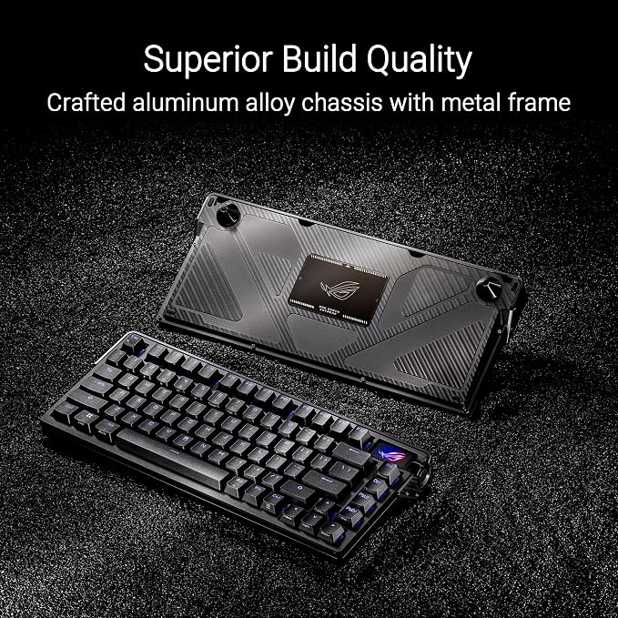ASUS ROG Azoth Extreme Wireless Mechanical Gaming Keyboard – 75% TKL, ROG NX Storm Clicky Switches, PBT Keycaps, Aluminum Chassis, Carbon Fiber, Gasket Mount, Color OLED Screen, PC/Mac Support - Black