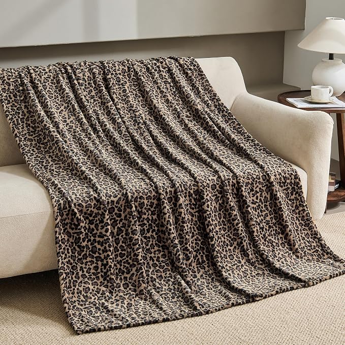 Bnuitland Cheetah Print Blanket, Fleece Leopard Print Blanket Home Decor | Luxury Fuzzy Blanket for Couch Bed, Coloring Blanket for Baby Kids Pet, Cheetah Room Decor, All Season, Coffee Brown, 50"x40"