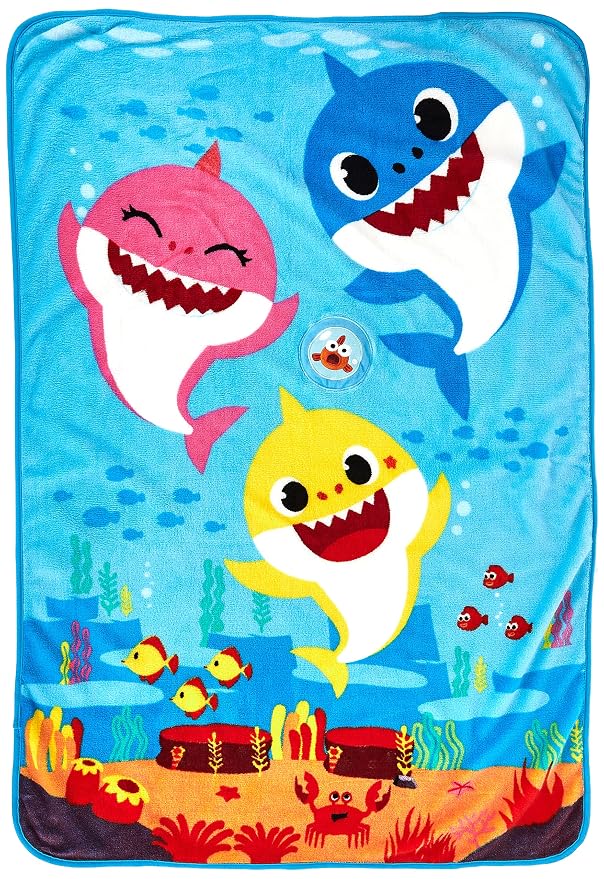 Baby Shark Musical Warm, Plush, Throw Blanket That Plays The Baby Shark Theme Song - Extra Cozy and Comfy for Your Toddler
