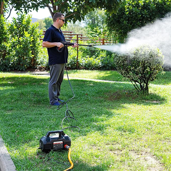 SENIX 13 Amp Electric Pressure Washer - 1700 PSI, 1.2 GPM, Compact with Foam Cannon, Spray Gun, 20-ft Hose, Turbo Nozzle, and 15° Spray Nozzles - Perfect for Cars and Driveways