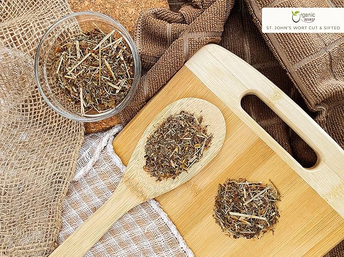 Organic Way St. John's Wort Cut & Sifted (Hypericum perforatum) - Herbal Tea | European Wild-Harvest | Organic, Kosher & USDA Certified | Vegan, Non GMO & Gluten Free | Origin - Albania (1/4LBS / 4Oz)