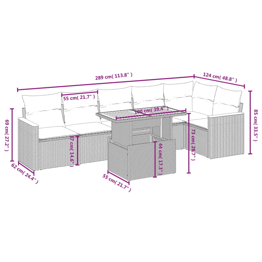 vidaXL Garden Sofa Set Black, Cream White