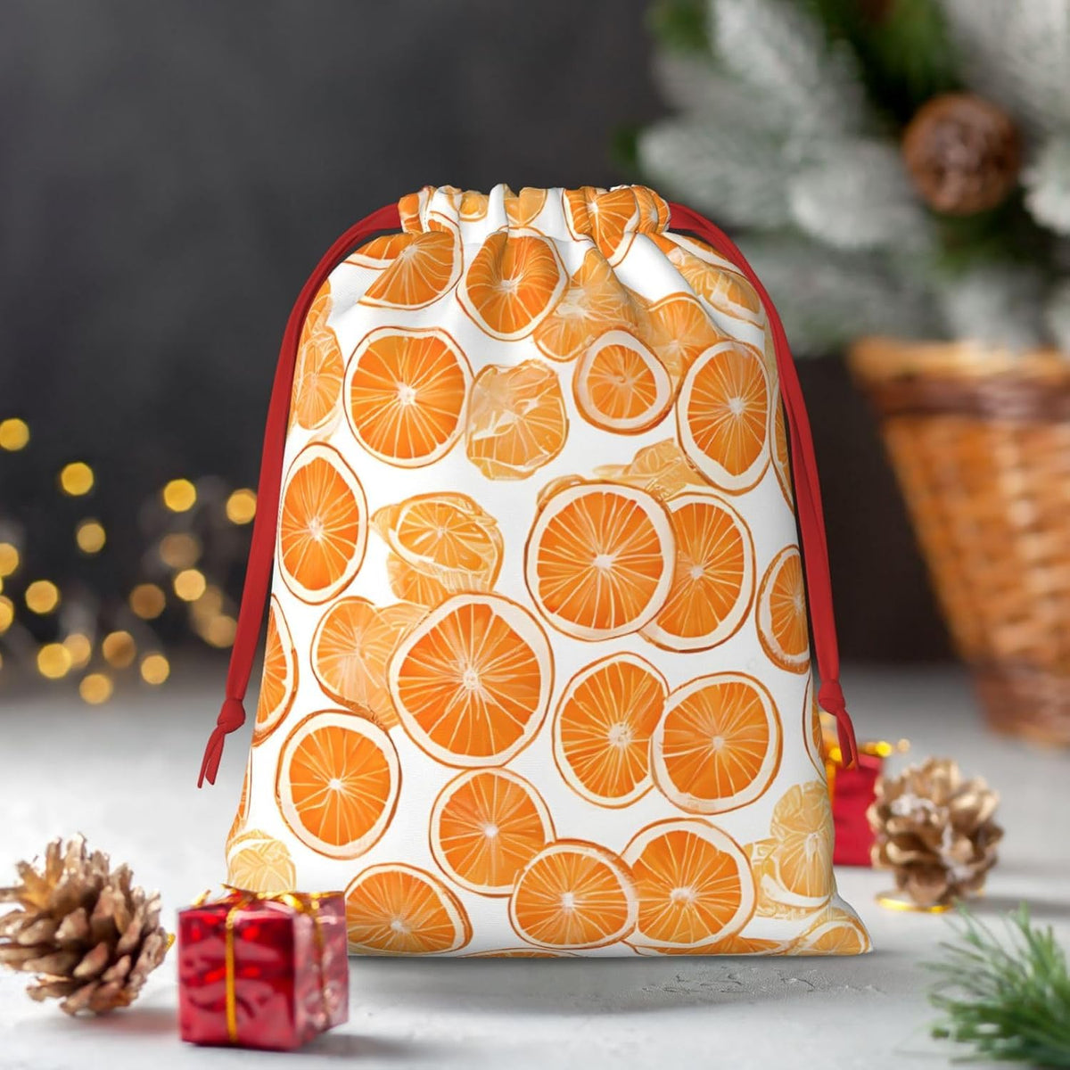 DCEHGEW Peach Soft Drawstring Gift Wrapping Bags, Reusable Polyester Pouch Storage Bag for Christmas, Halloween, Party Favors, Jewelry, Small Size: 7.9x10.6 inches