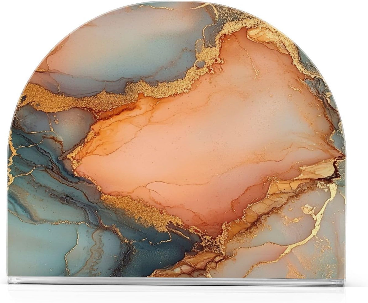 Marble Peach Gold Acrylic rustic napkin holder for Farmhouse Cocktail freestanding napkin holders for kitchen home decorating Farmhouse Cocktail 1Pack