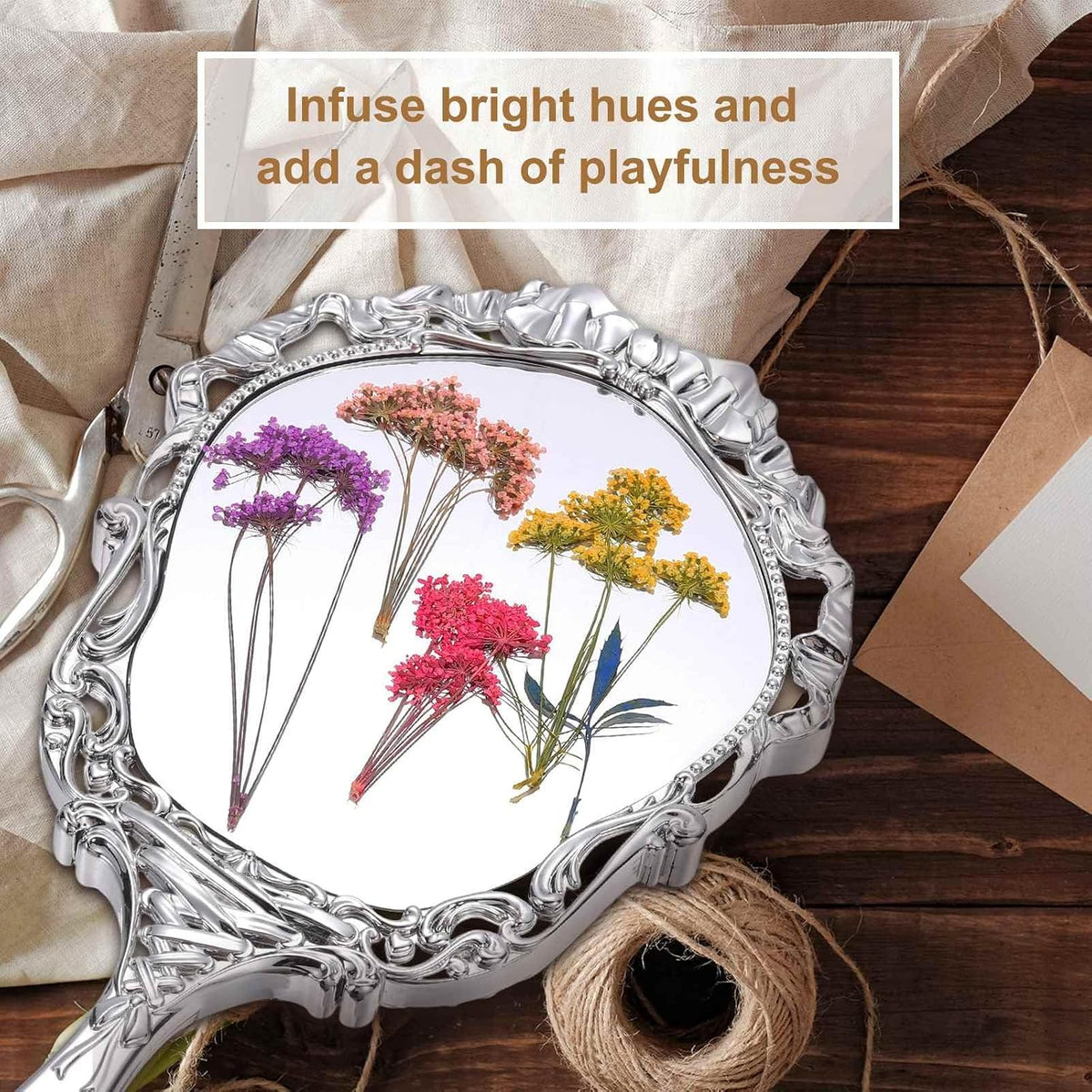 6 Pcs Natural Dried Pressed Flowers for Craft, Lace Real Pressed Dried Flowers Colorful Bouquets for Resin Moulds DIY Scrapbooking Candle Jewelry Making, Pink