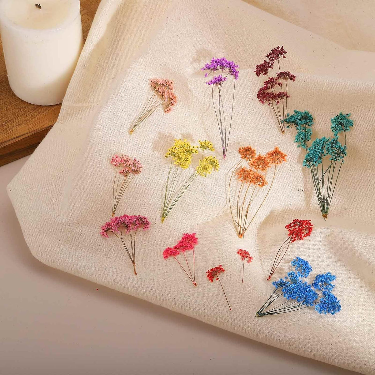 6 Pcs Natural Dried Pressed Flowers for Craft, Lace Real Pressed Dried Flowers Colorful Bouquets for Resin Moulds DIY Scrapbooking Candle Jewelry Making, Pink