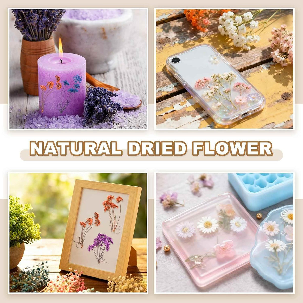 6 Pcs Natural Dried Pressed Flowers for Craft, Lace Real Pressed Dried Flowers Colorful Bouquets for Resin Moulds DIY Scrapbooking Candle Jewelry Making, Pink