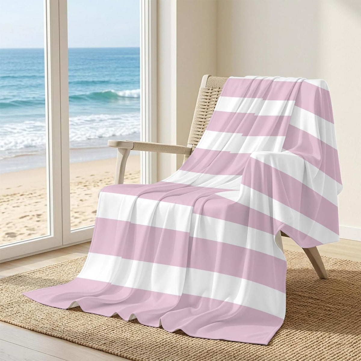 50"x60" Standard Throw Cooling Blanket Pink Stripes Ice Silk Lightweight Breathable Soft Summer Blanket for Hot Sleepers Couch Bed Sofa Camping Simple Striped
