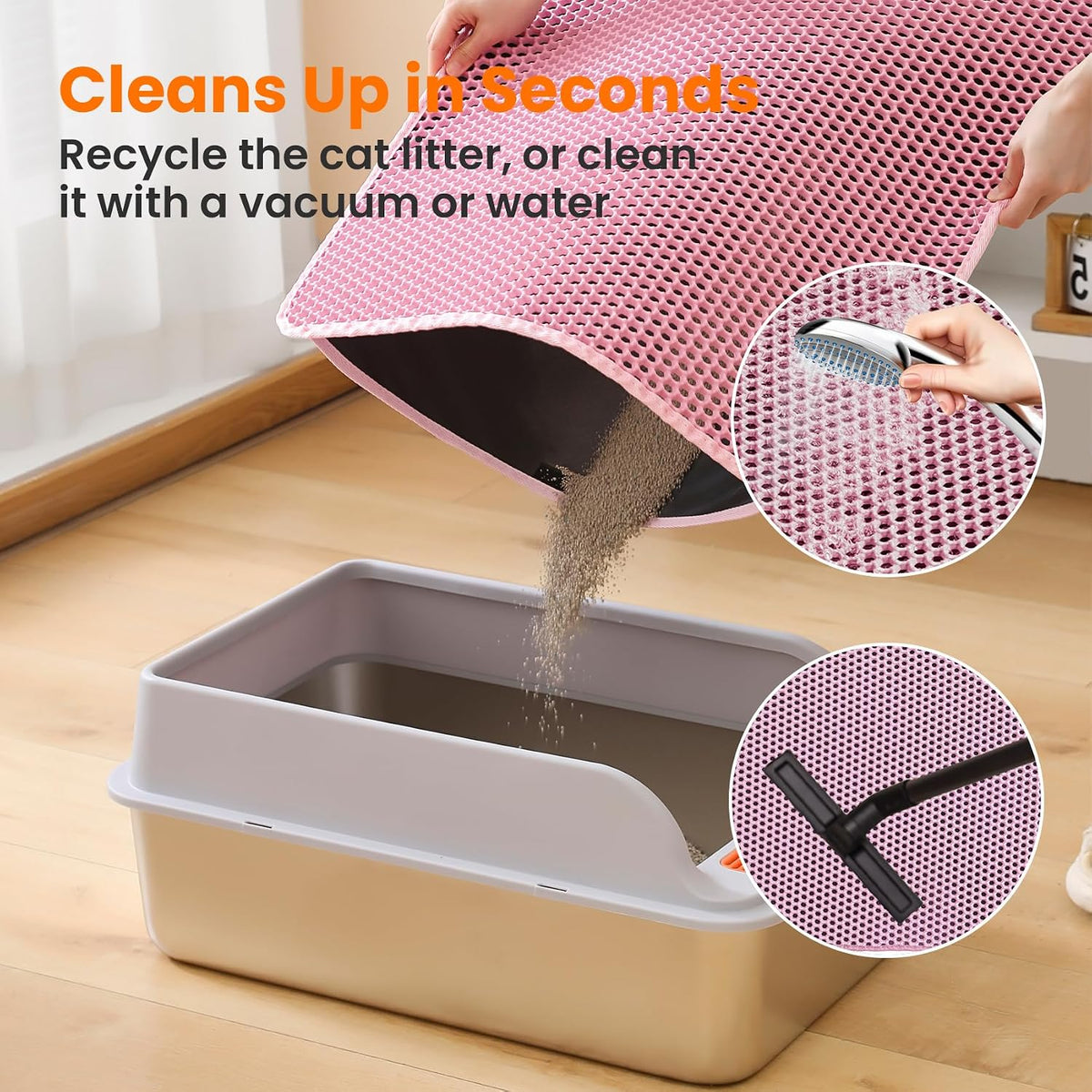 Cat Litter Mat, Double Layer Honeycomb Litter Box Mat