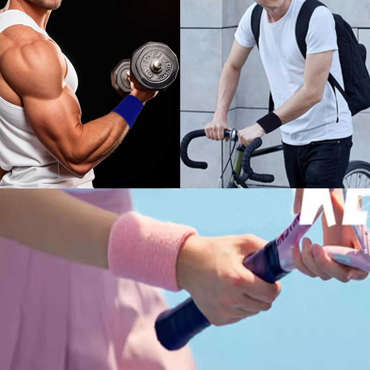 Wristbands Sweatbands for Men & Women, Breathable Tennis Wrist Bands Absorbent Sweat Band Multiuse Wristband for Basketball, Running, Gym, Working Out