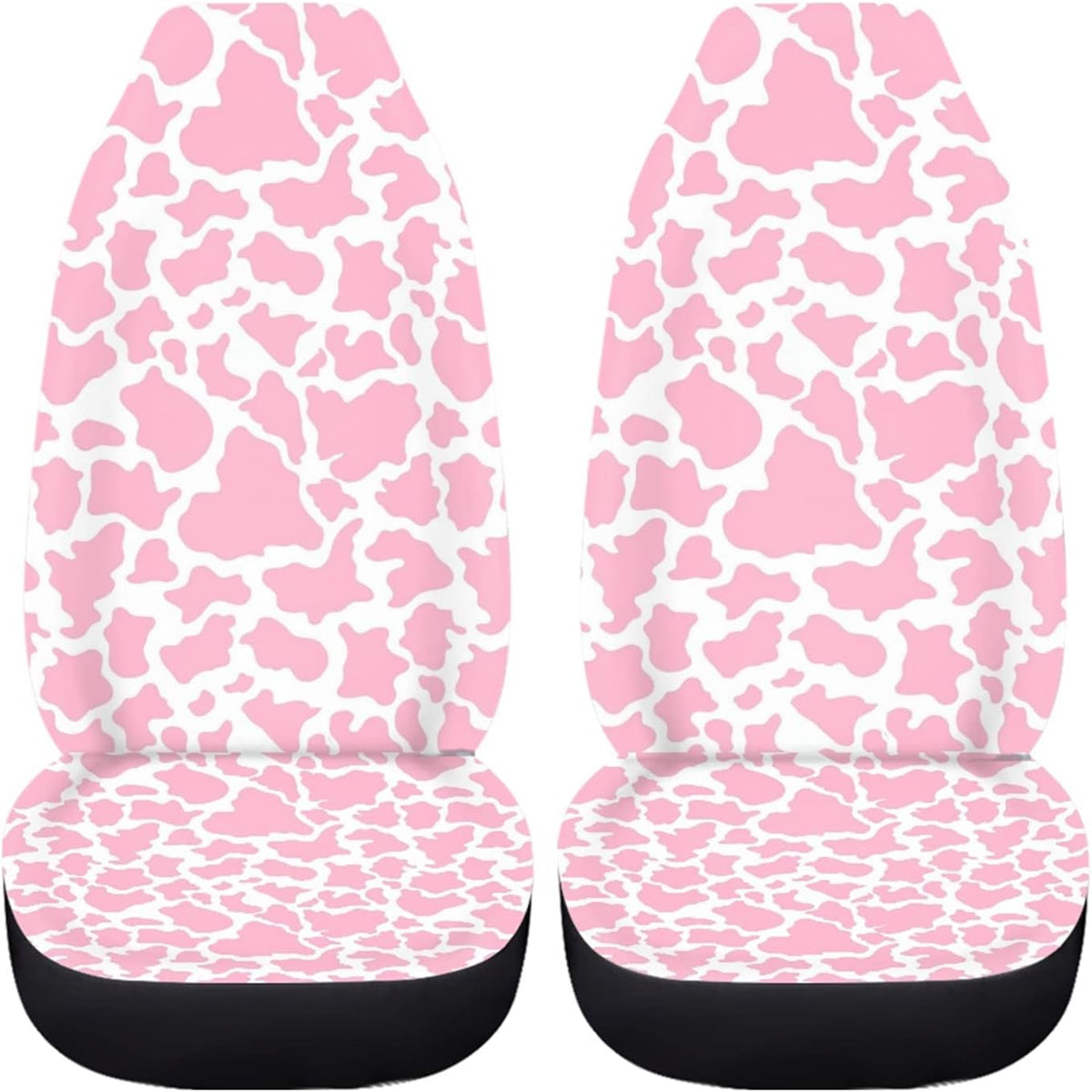 Pink Cow Animal Print Car Seat Cover 2 Pcs Car Accessories for Women Ladies Soft Car Seat Cushion Durable Auto Front Bucket Seat Cushion Decoration for Standard Size Cars