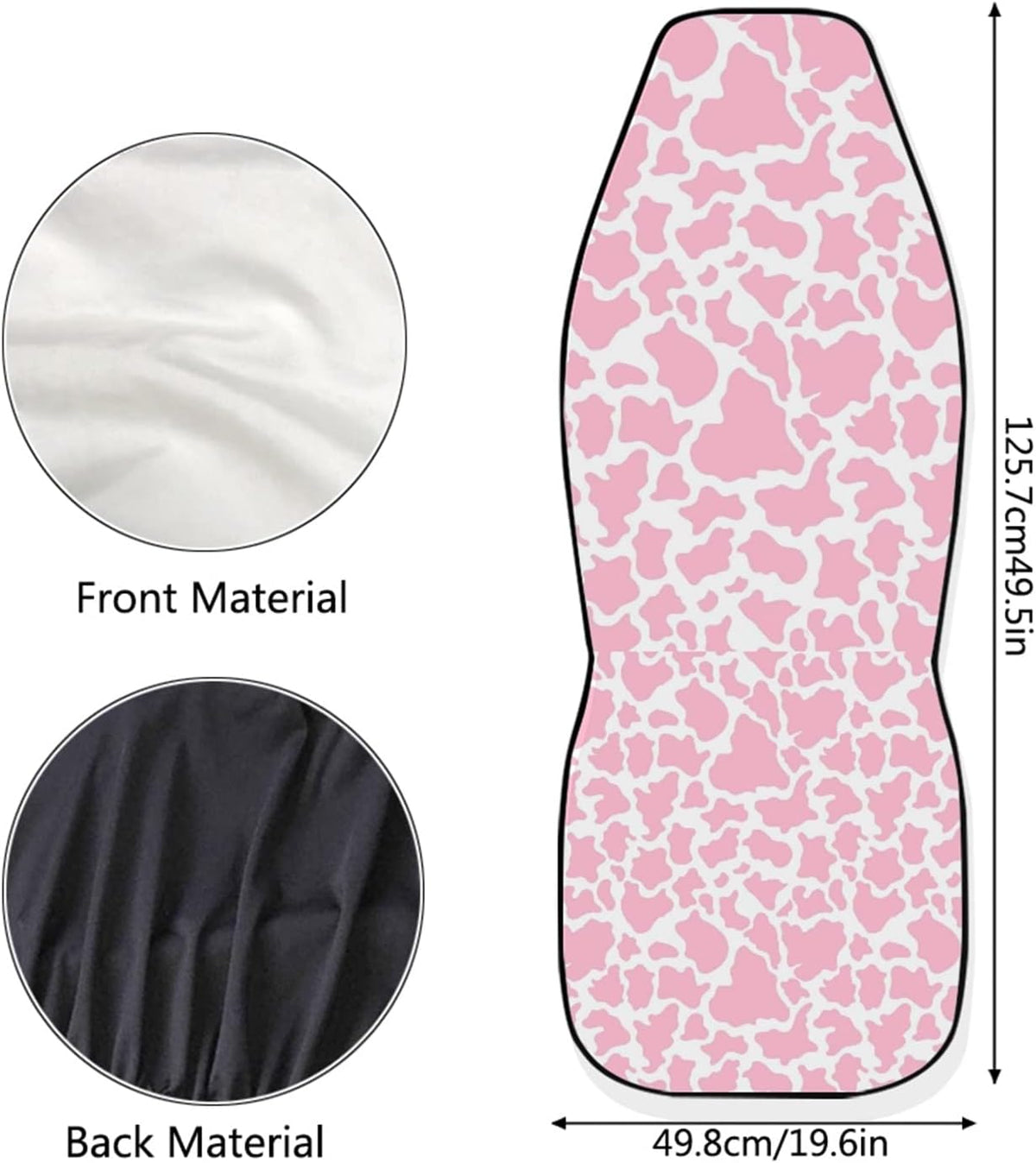 Pink Cow Animal Print Car Seat Cover 2 Pcs Car Accessories for Women Ladies Soft Car Seat Cushion Durable Auto Front Bucket Seat Cushion Decoration for Standard Size Cars