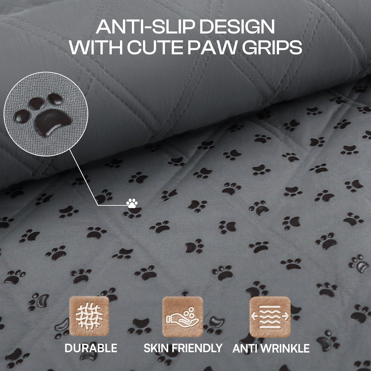Luciphia 100% Waterproof Couch Cover Blanket for Dogs Anti-Slip Pet Couch Protector Sofa Mat Puppy Cat with Non-Slip Bottom, Grey, 30x70 Inch