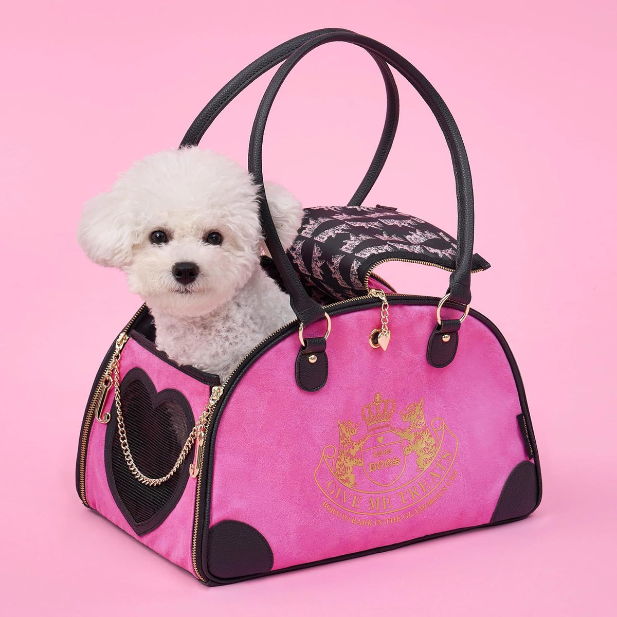 Juicy Couture Give Me Treats Pet Carrier - Stylish Hot Pink Travel Bag for Small Dogs and Cats