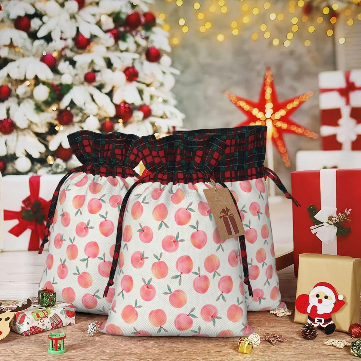 DRTGEDS Pink Peach 4.7x 6.9in Large Capacity Gift Bag With Drawstring For Your Halloween Precious Gifts 1pcs