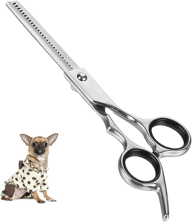Dog Grooming Scissors 4CR Stainless Steel Pet Thinning Shears, Heavy-duty Titanium Coated, Size 6.7"