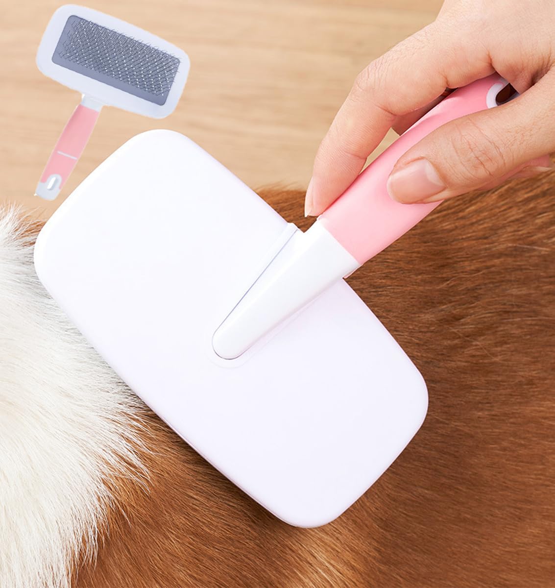 9PCS Small Animal Grooming Kit, Cleaning Brush Removes Loose Hair, Pet Bath Brush,Shampoo Brush, Nail Clipper, Flea Comb For Rabbit, Puppy, Kitten, Guinea Pig (9PCS-Pink)