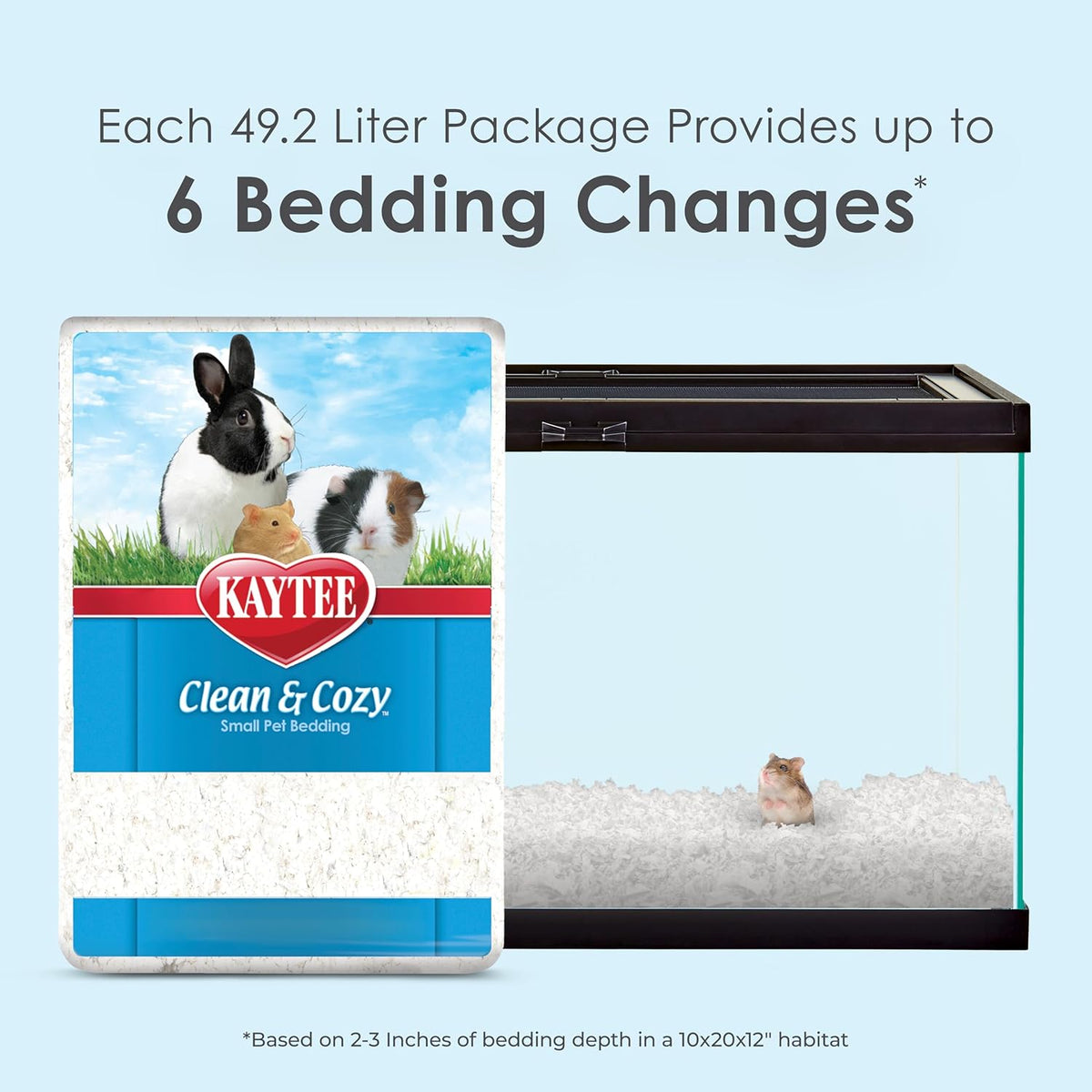 Kaytee Clean & Cozy White Paper Bedding, Made for Small Animals, 49.2 Liters