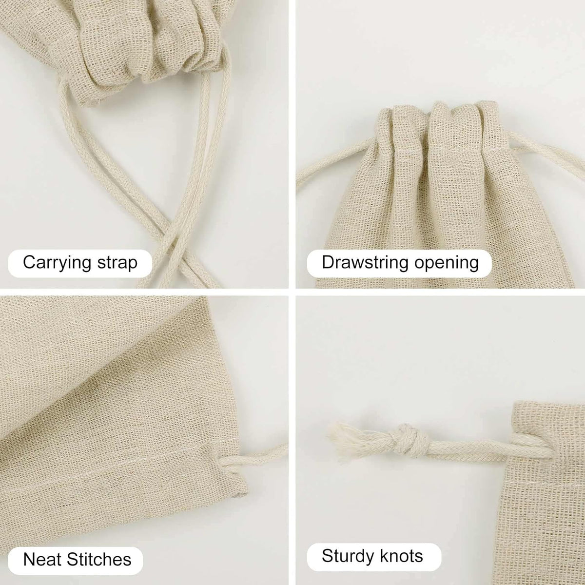 STVNKML 8-Pack Peach Leafed Flower Drawstring Gift Bags Cotton Linen Party Favors Bags for Decorated Event Favors