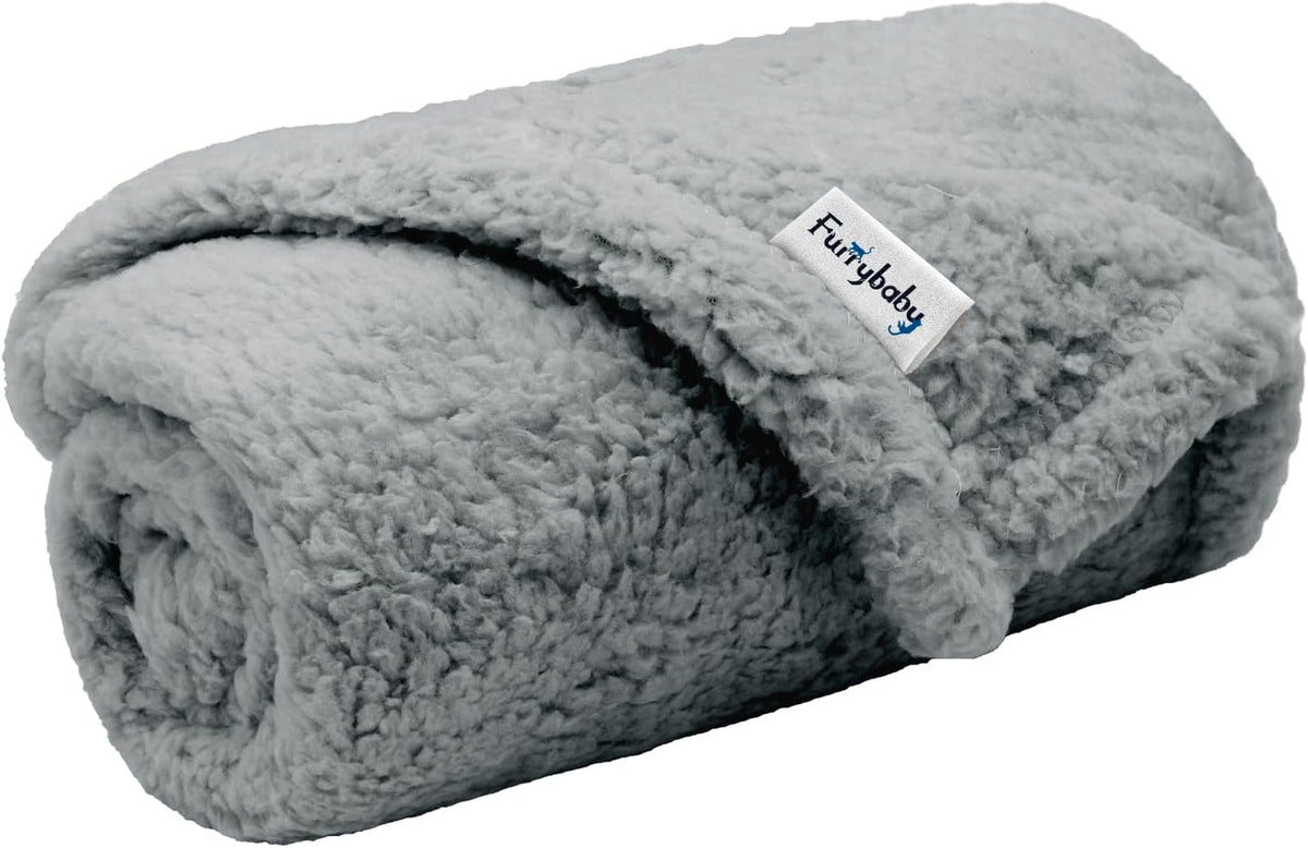 furrybaby Dog Blankets for Small Dogs, Puppy Small Fleece Blankets for Pets, Premium Cat Blanket, Sherpa Pet Blanket Washable for Pet Kitten Doggy (Grey, 24x32 in, S)