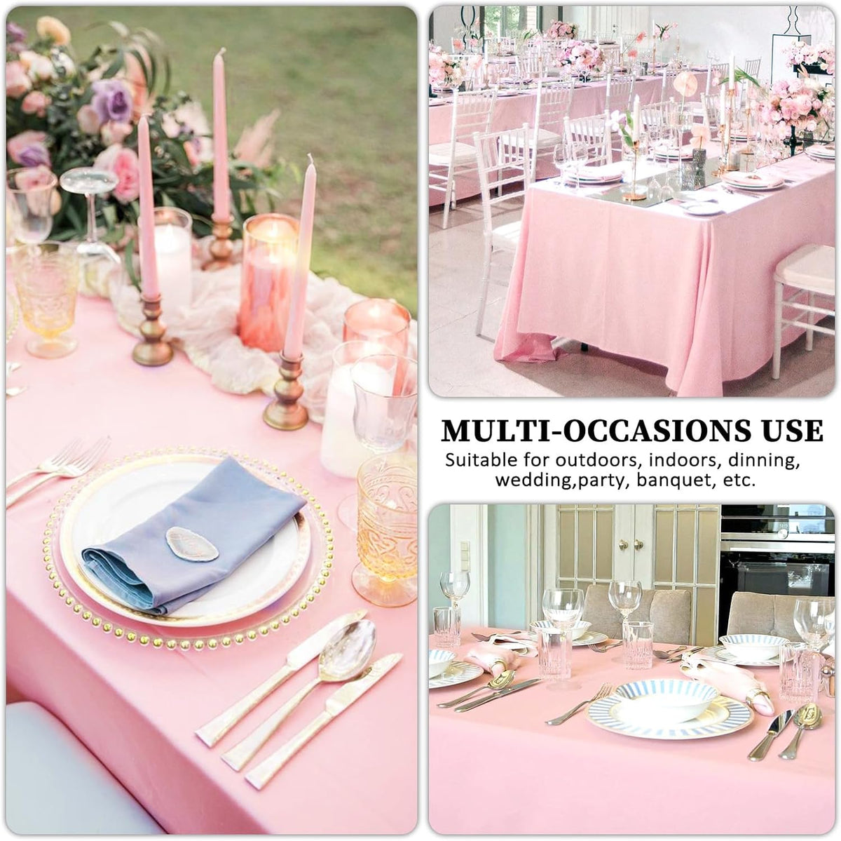 8 Pack Pink Tablecloth Rectangle 60 x 126 Inch for 8 Foot Tables