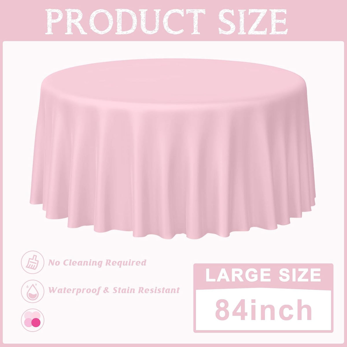 12 Pack Round Plastic Pink Tablecloths Disposable Pastel Pink Table Cloth Round Table Covers for Valentines Day Bridal Engagement Wedding Galentines Party Decorations,84 Inch