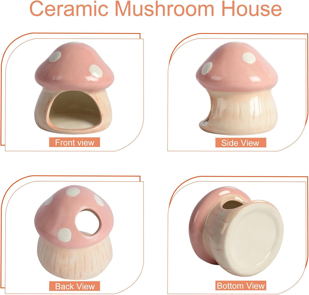 Ceramics Mushroom House Aquarium Decor, Betta Fish Tank Accessories Landscape Decoration, Small Shrimp Goldfishes Habitat Hut Pleco Smalland Breeding Hide Caves Toad House - Pink