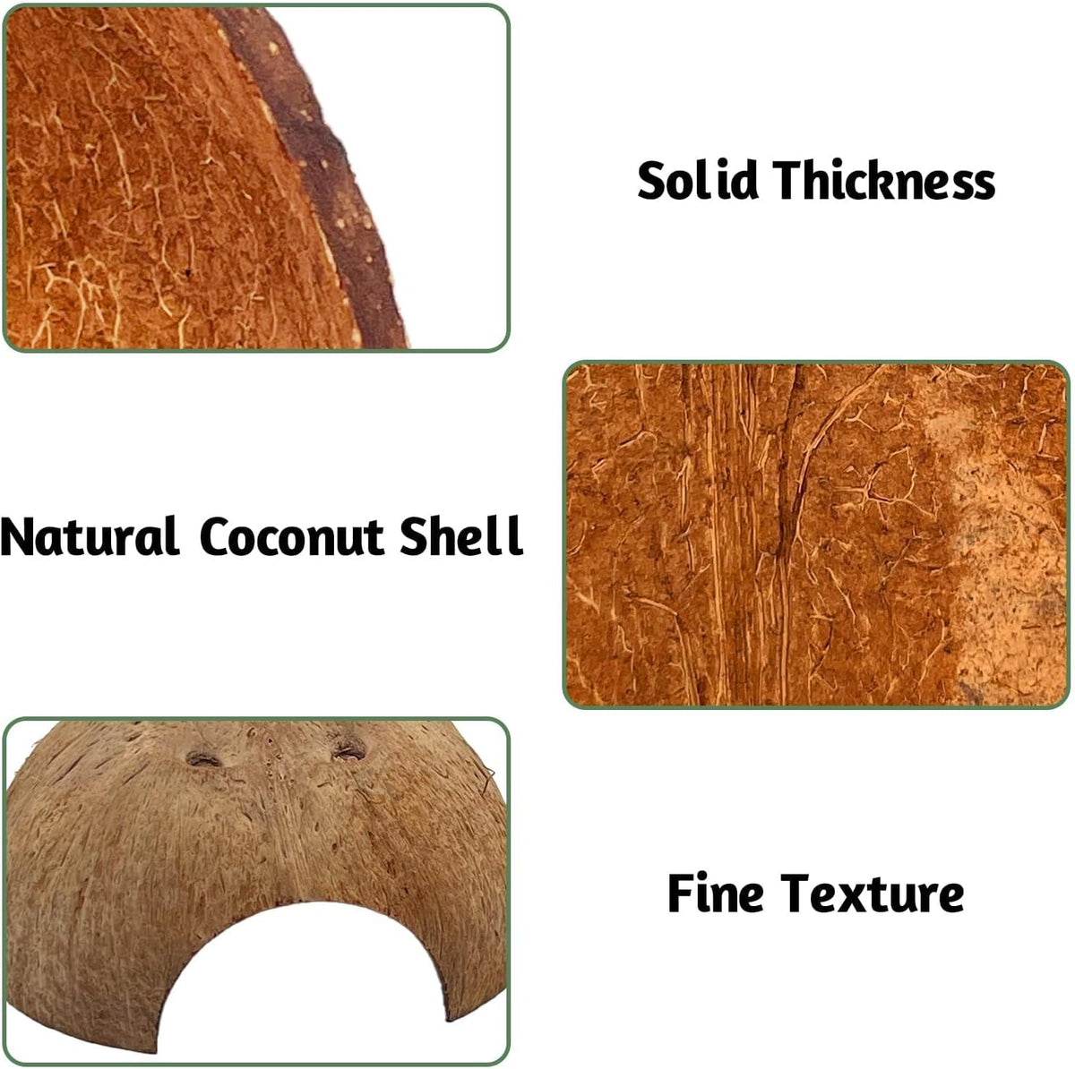 PINVNBY 2 PCS Natural Coconut Reptile Hideouts Lizard Coco Hut Hermit Crab Hut Aquarium Fish Hide Cave Spider Snail Climber Toys
