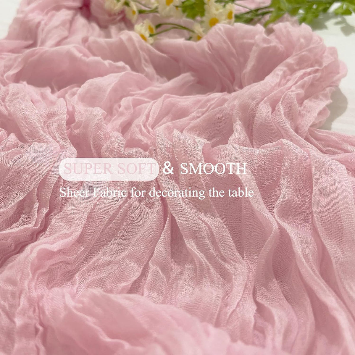 3Pack Light Pink Cheesecloth Table Runner,17 x 108 inch Pink Table Runners