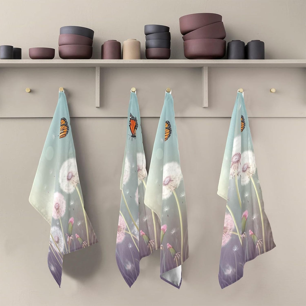 Pink Dish Towels for Kitchen Decorative Pastel Pink Flower Floral Tea Towel Cute for Drying Dishes Absorbent Soft 18 x 28 Inch, 6 Packs