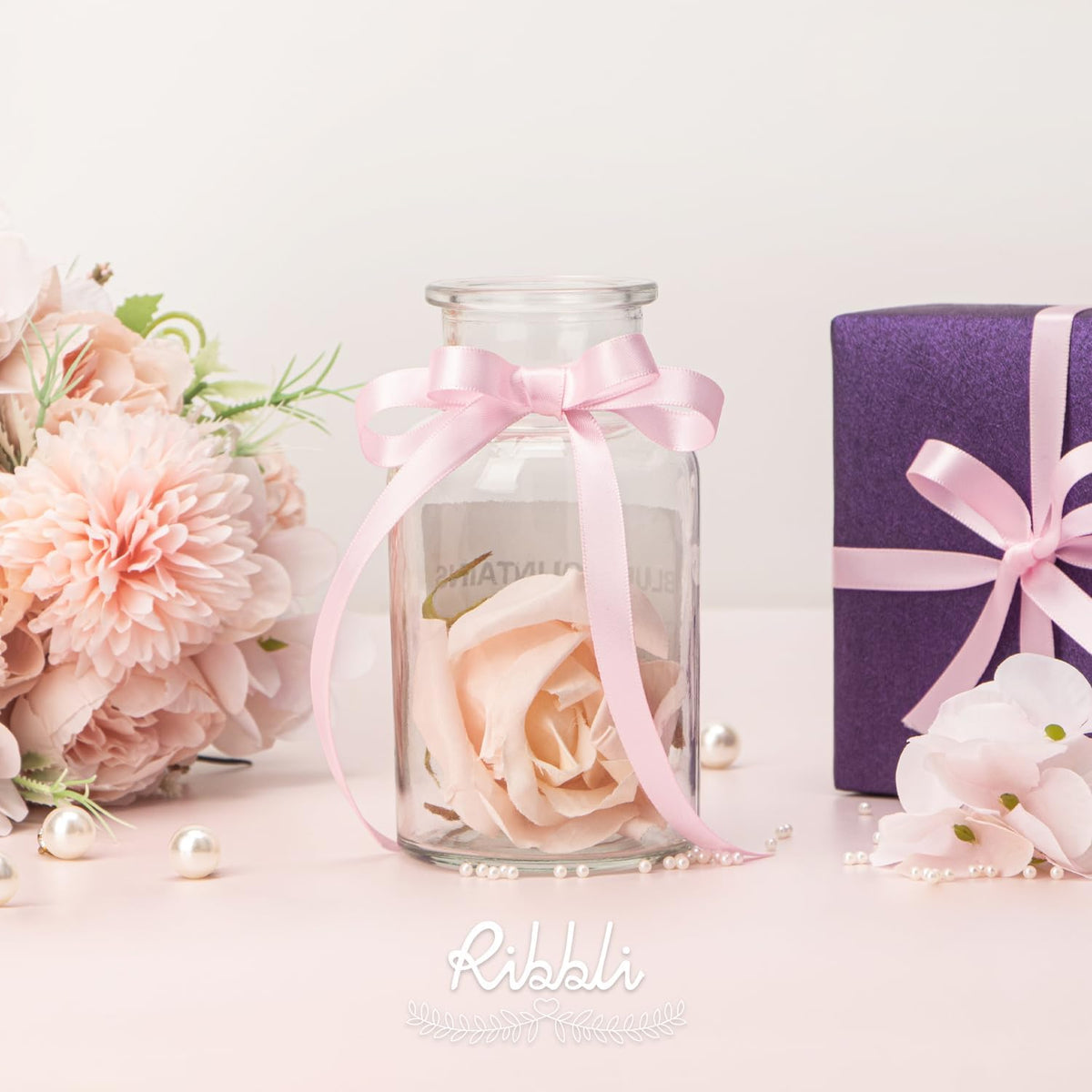 Double Faced Light Pink Satin Ribbon,3/8” x Continuous 25 Yards,Use for Bows Bouquet,Gift Wrapping,Floral Arrangement