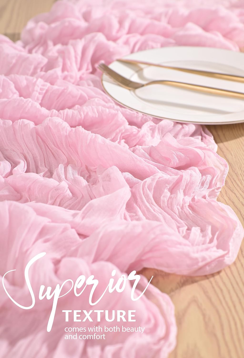 1 Pack Light Pink Cheesecloth Table Runner Wedding Birthday Table Decor