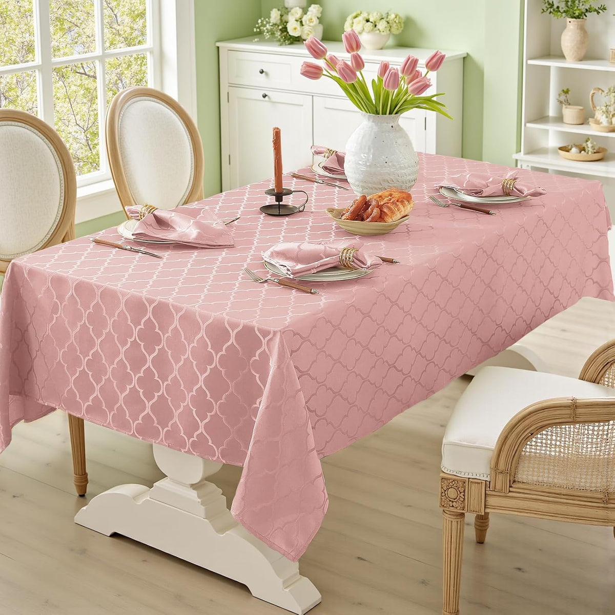 Tablecloth Rectangle, Jacquard, 60" x 120", Pink