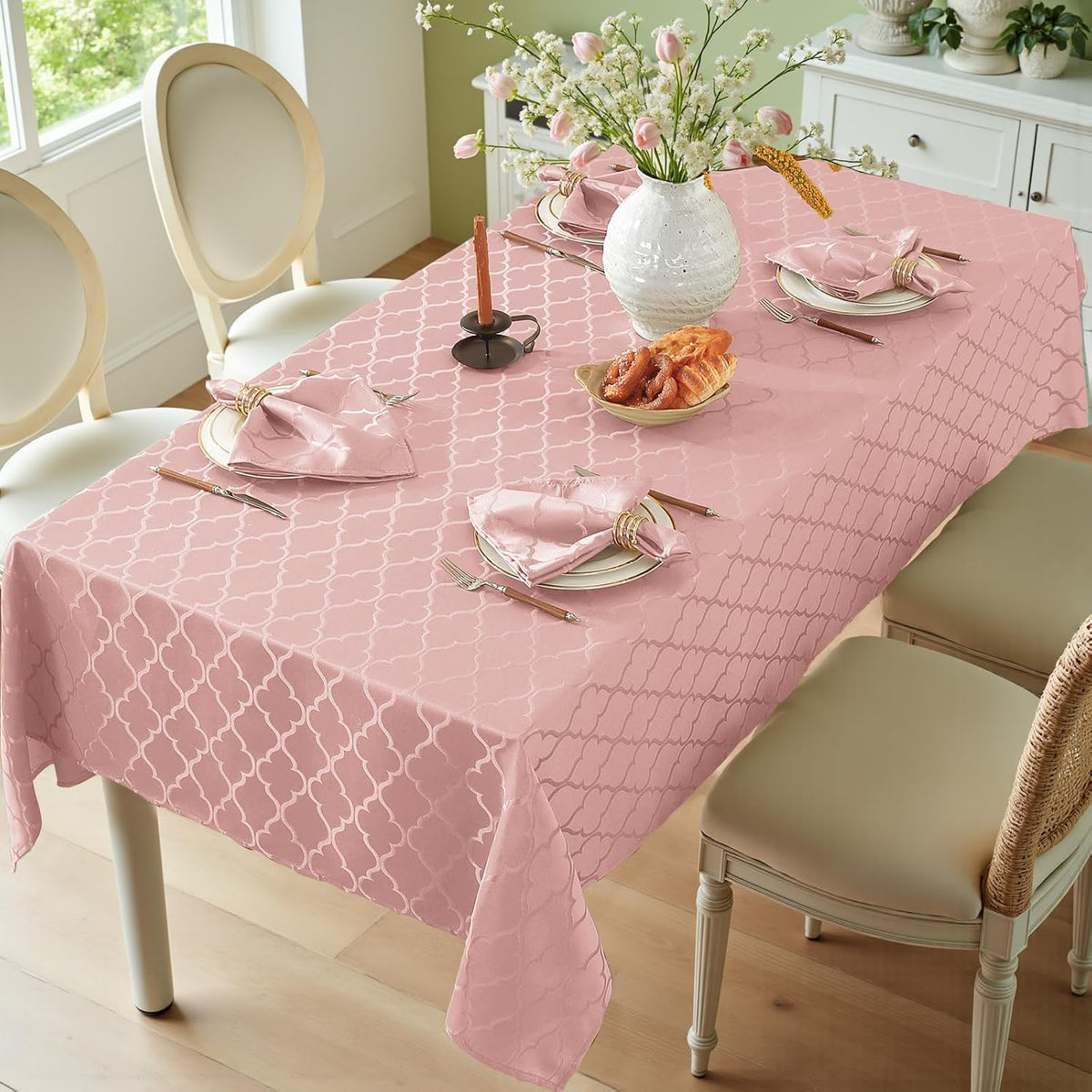 Tablecloth Rectangle, Jacquard, 60" x 120", Pink