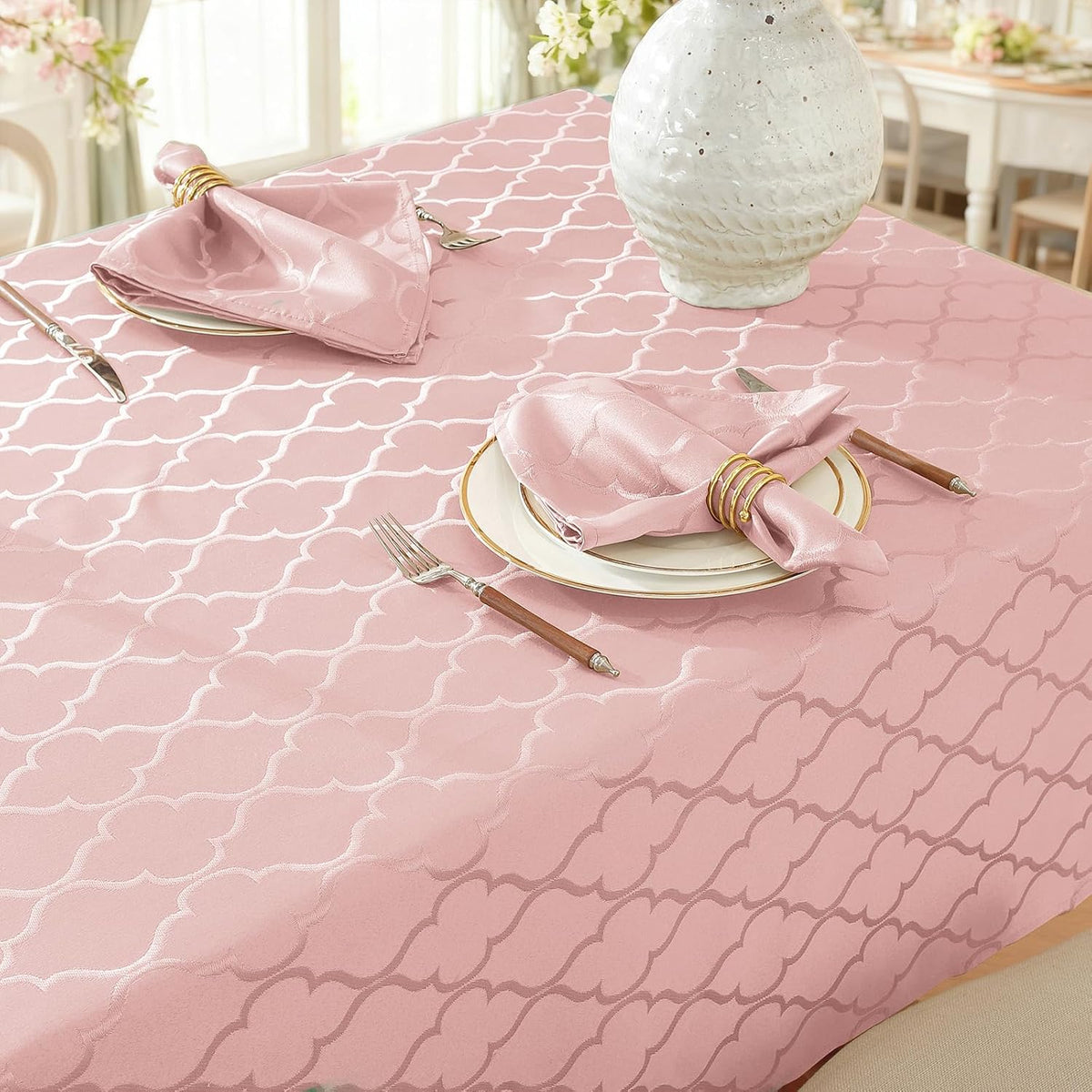 Tablecloth Rectangle, Jacquard, 60" x 120", Pink