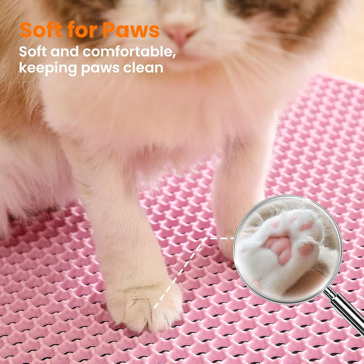 Extra Large Cat Litter Mat, Double Layer Honeycomb Design, Pink